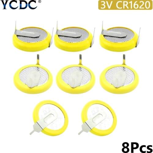 8Pcs/lot CR1620 Button Cell Battery 3V Lithium Batteries CR 1620 With 2 Pins for Watch Toys Computer Calculator Control