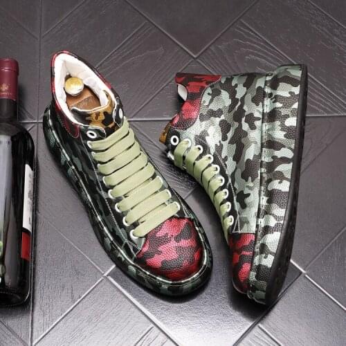 Luxury Designer New Men Sneakers Two-Tone Patchwork High Tops Causal Flat Prom Shoes Moccasins Rock Streets Ankle Boots