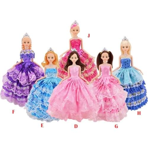 Girl Dolls Toys Satin Wedding Party Dresses Outfits Doll Accessories for Barbie Toys Children Girls Birthday Gift