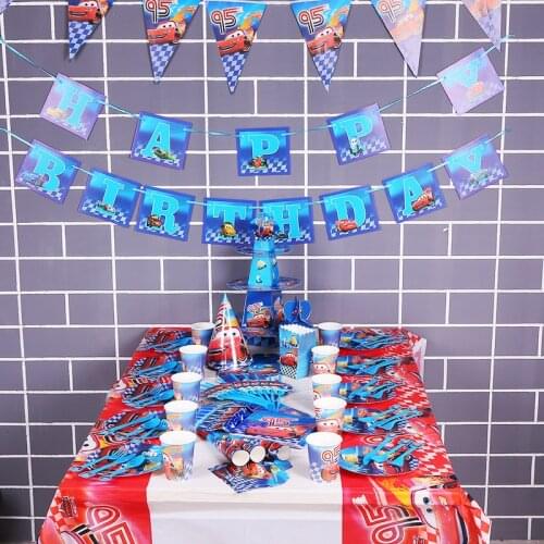 Lightning Mcqueen 95 Cars Tablecloths Birthday Party Supplies Cartoon Disposable PE Plastic Table Cloth Tablecloth 180*108cm