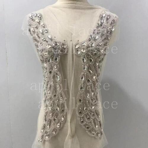 Stock Mia002# SILVER wing hand made stone beads luxury front cutting accessory for decorative/wedding bridal /fashion designer