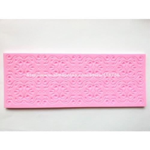 New! Free Shipping Big Fabric Lace Silicone Mold Cake Decoration Fondant Cake 3D Food Grade Silicone Mould 198