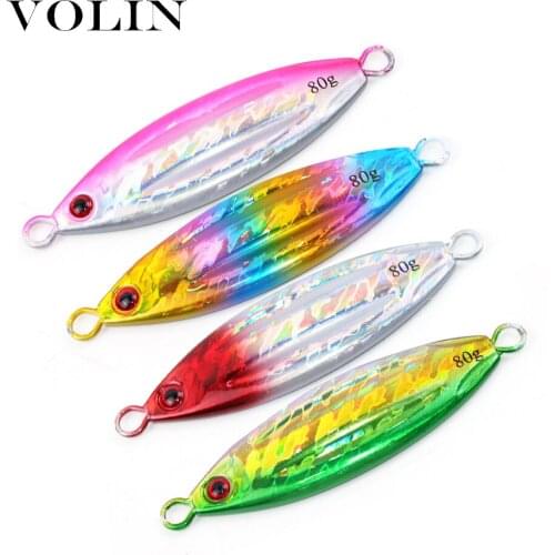 Volin NEW Slow Sinking Metal Jigging Lure 1pc 60g 80g 100g 130g Bait Saltwater Metal Fishing lure Metal jigs Artificial Bait