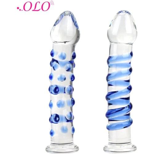 OLO Crystal Glass Dildos G-spot Anal Butt Plug Sex toys for Woman Female Masturbator Adult Products