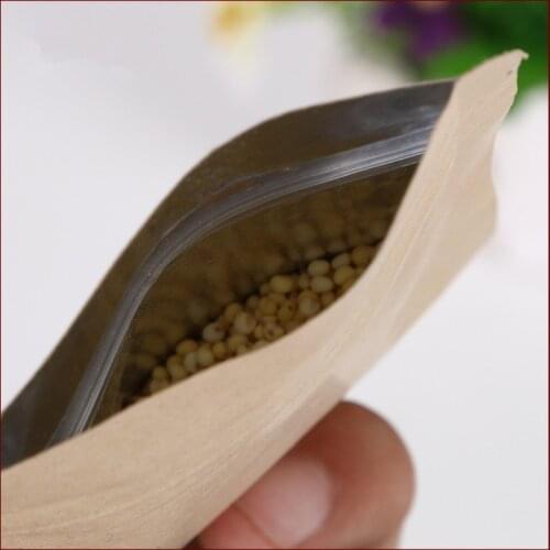 13*21 30pcs brown self zip lock kraft paper bags Flat version for gifts sweets and candy food tea jewelry retail package paper