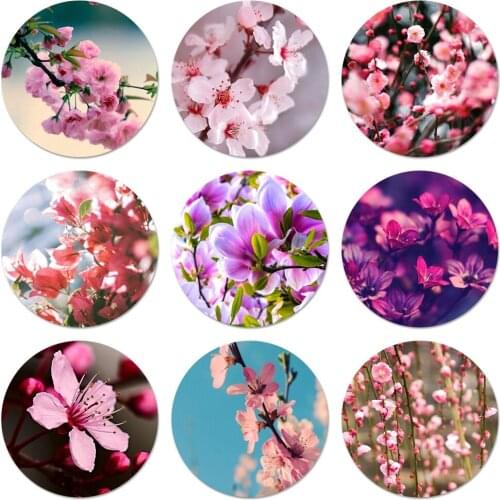 Simple Wild Plum Flowers Icons Pins Badge Decoration Brooches Metal Badges For Clothes Backpack Decoration 58mm