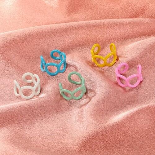 Candy Color Hollow Open Wedding Bands Purple Yellow Green Plastic Braided Ring Girl Party Finger Stacking Jewelry Travel Gift