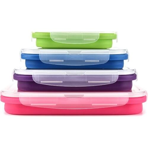 Silicone Bento Box Folding Lunch Bowl Food Storage Container Boxes Tableware NIN668