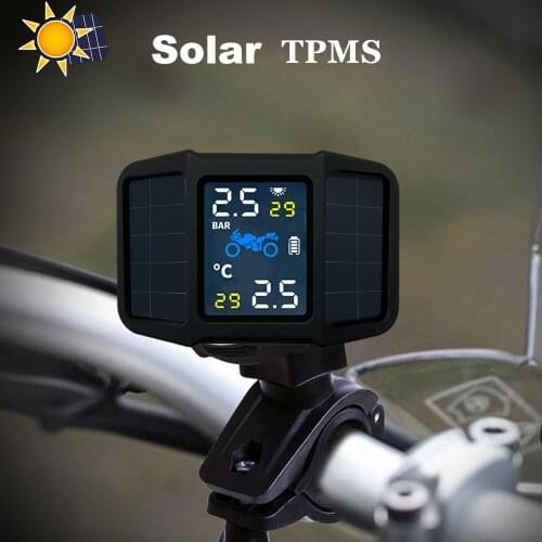 2020 Solar Motorcycle Real Time Tire Pressure Monitoring System TPMS Wireless LCD Display External Sensors