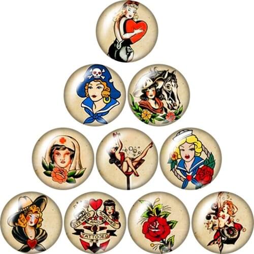 New Rose lady 10pcs mixed 12mm/16mm/18mm/25mm Round photo glass cabochon demo flat back Making findings