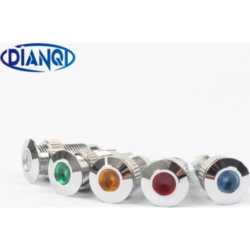 LED Colorful Metal Indicator light 8mm waterproof Signal Convex lamp 6V 12V 24V 220v 8ZSD.DM.C 3V Red Green Yellow Car LED