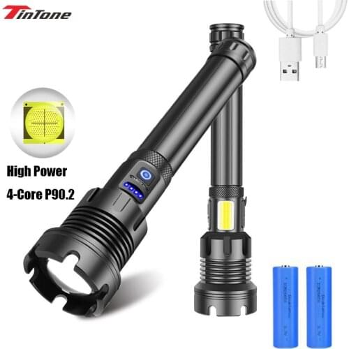 50000LM XHP90 LED Flashlight Tactical USB Rechargeable Torch XHP70 Lantern For Camping Fishing Hunting