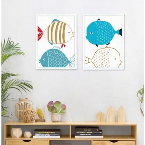 Вышивка бисером наборы cross-stitch Cute little fish cartoon pattern pupils creative DIY handmade class teaching sewing kit