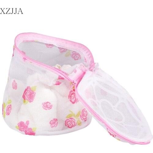 XZJJA Flowers Pink Laundry Bags Clothing Underwear Bra Socks Washing Pouch Washing Machine Mesh Bag Zipper Protector Net Case