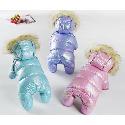 Winter Pet Dog Clothes Warm Fur Hooded Puppy Pet Coat Dog Jacket Waterproof Reflective Clothes For Small Dogs Chihuahua Clothing