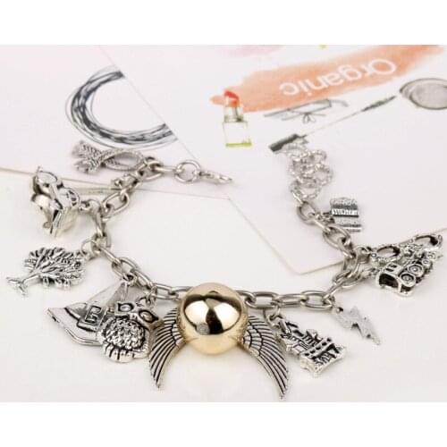 Golden Snitch Car Scar Horcrux Sorting Hat Hedwig Pendant Combination Bracelet Wizard Cosplay Halloween Cosplay Accessory