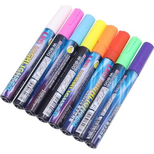 LED Highlighter Marks Pen 8 Colors Optional Bevel Nib Paintbrush Beekeeping Tools Queen Bee Marker Pen Durable 1Pcs