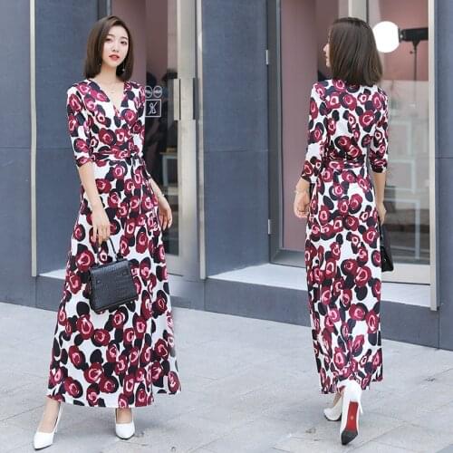2021 Plus Size Print Summer Dress Evening Long Vintage Dress Party Oversize Short Sleeve Beach Women Dresses Robe Vestido Prom