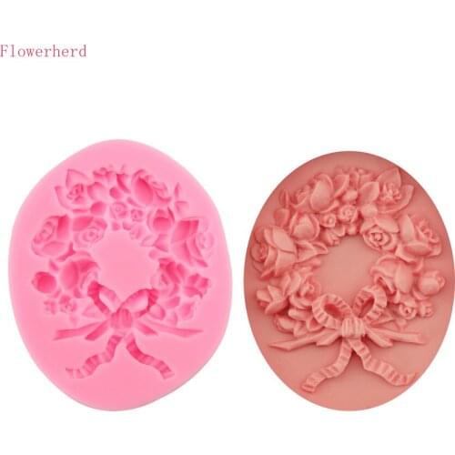 3D Christmas Wreath Liquid Silicone Mold Baking Tools Cake Decoration Fondant Cake Mold Handmade Soap Mold Chocolate Mold
