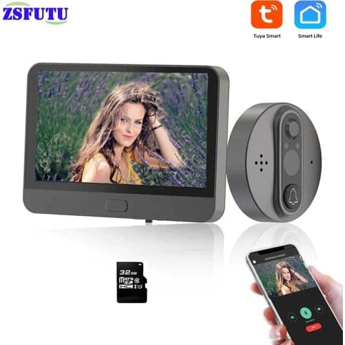 4.3 LCD Smart WiFi 720P Video doorbell Peephole Camera Viewer Home Security PIR Motion Detection Night Vision Tuya APP Control