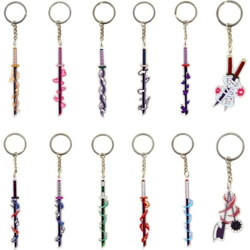 Anime Demon Slayer Sword Acrylic Keychain Cartoon Cosplay Props Pendant Keyring Fans Collections