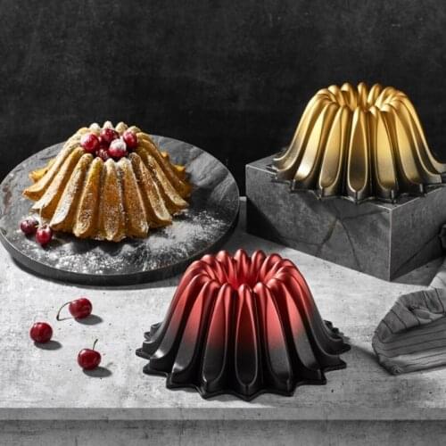 Non-Stick Titanium Coating Cake Mold Gold Red Color Options Oven Fireproof Non-Stick High Performance Titanium Plated Casting High Quality Luxury Brand