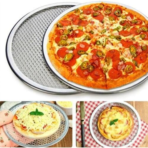 Non Stick Pizza Screen Pan Aluminum Baking Tray Pizza Mesh Multifunction Seamless Metal Net Kitchen Pizza Tools 6-17 Inch