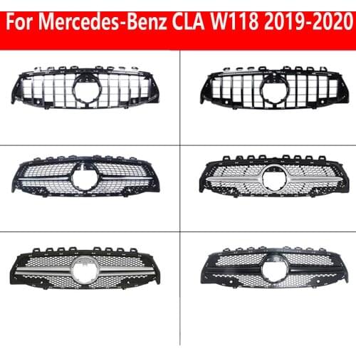 Car Styling For Mercedes-Benz CLA W118 Middle Grille AMG ABS Diamond GT Front Bumper Grill Vertical Bar W118 C118 2019 2020