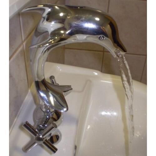 Free ship Luxury New dolphin Style chrome Finish Bathroom Brass Basin SInk Faucet Mixer Taps