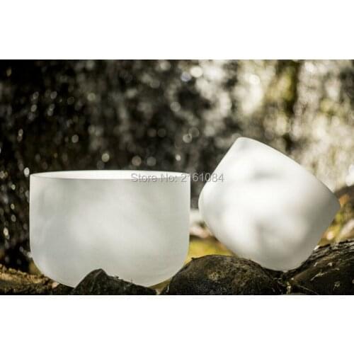 10" B crown chakra frosted crystal chakra quartz singing bowl for healing therapy with free suede and o ring
