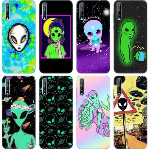 Aesthetics Cute Cartoon alien space Soft Case for Huawei Y5 Lite 2018 Y7 Y6 Prime 2018 Y9 2019 Y9S Y5P Y6P Y7P Y8P 2020 Cover