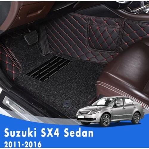For Suzuki SX4 Sedan 2016 2015 2014 2013 2012 2011 Luxury Double Layer Wire Loop Car Floor Mats Carpets Auto Interior Covers