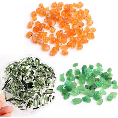 10ct/pack Rare Natural Green Tourmaline Gemstones Rough Tsavorite Garnet Jewelry Minerals Ring Making Necklace Diy Collection