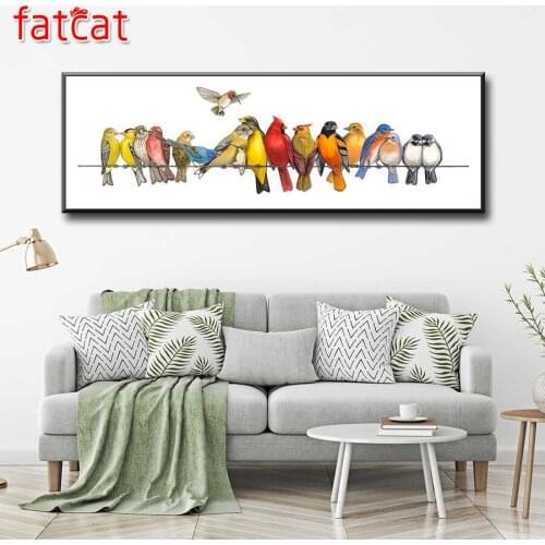 FATCAT large 5D Diy Daimond Painting Bird party Animals Full Square Round Drill Rhinestone Embroidery Sale home decor AE1470