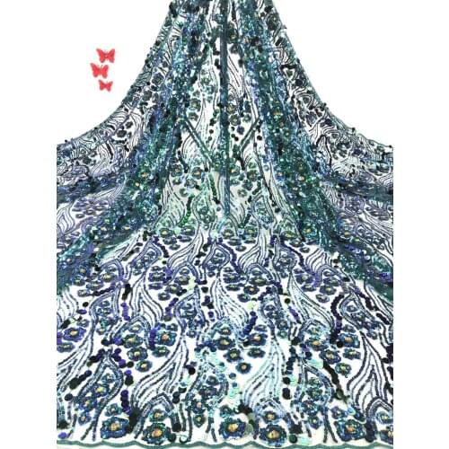 French African Sequin Lace Fabric 2021 High Quality Lace Fabric Bridal Banquet Dress Nigerian Lace Fabric SZ0161