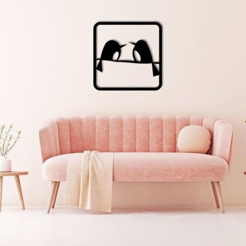 HLO 2021 Framed Bird Table Decorative New Modern Black Color Wood MDF Quality Silhouette Animal Lovers Wall Picture Living Room