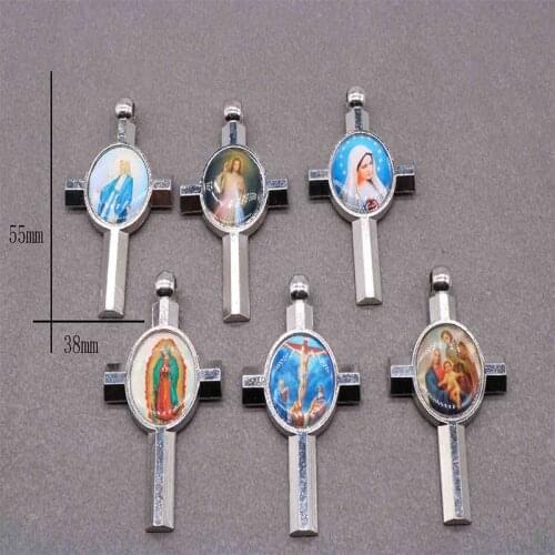 Catholic christ icon jesus cross blue virgin mary icon cross jewel cross