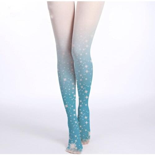Stripe Gradually discolored blue star pattern printing lolita Pantyhose Tights Base socks