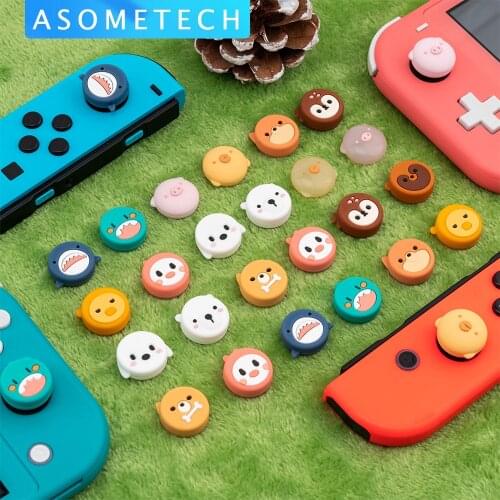 4PCS Cute Animal Design Thumb Grip Caps Joystick Cap for Nintendo Switch Lite Soft Silicone Cover for Switch Joy-Con Controller