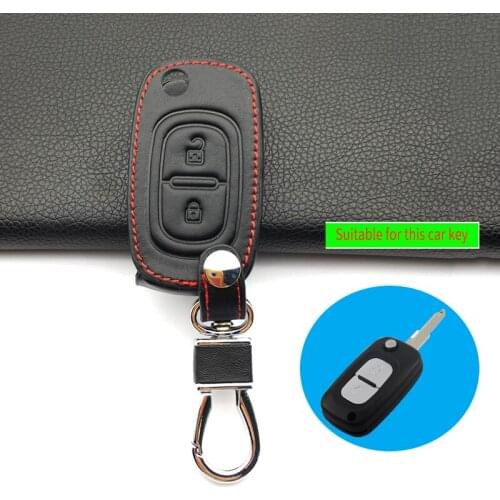 100% leather car key case for Renault Modus Clio Megane Kangoo for Lada 2 Buttons Auto Key Remote Folding car keys accessories