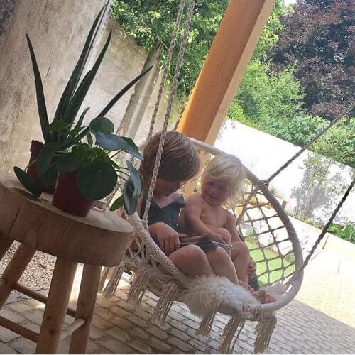 Nordic Handmade Knitted Round Hanging Hammock Outdoor Indoor Dormitory Bedroom Baby Kids Hanging Chair Children Swing Home Decor