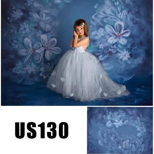 Watercolored Dreamy Giant Blue Flowers Pattern Background mothers Day Kids Photography Backdrop Studio Booth Baby Portrait Prop