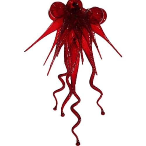 Modern Murano Red Color Chandeliers Art LED Lighting Hand Blown Glass Chandelier for Hotel Room Decoration 20 Inch