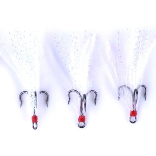 20 Pcs/box Feather Sharp Hooks Soft Lure Worm Series Hook White Color Crank Hook Bass Fishing Accessories Box