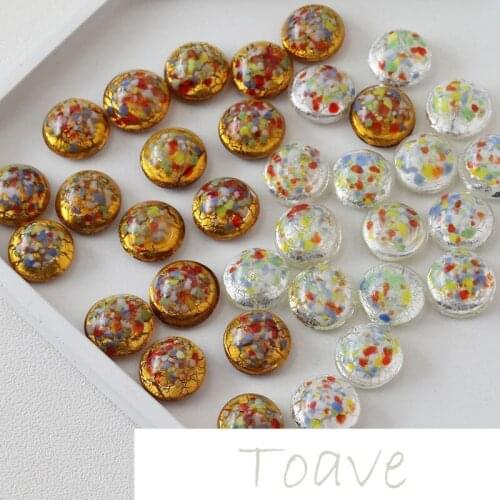 Non-porous semicircular glass silver foil colored dots diy earrings veneer hand-made material accessories