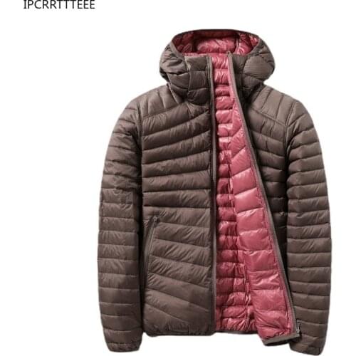 2021 New Down Jacket Women Coat Autumn Winter Double Sided Jackets Warm Ladies Light Female Ultralight Hooded Down Coat