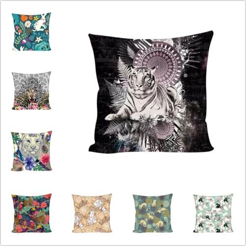 New Animal Tiger Polyester Pillow Cushion Cover Home Bedroom Hotel Car Decoration Cushion Soft and Comfortable 45x45cm