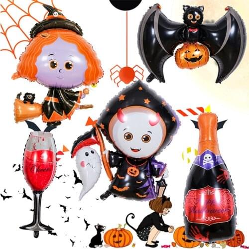 New Halloween net red funny funny aluminum film balloon decoration Halloween witch bat death wine bottle aluminum foil balloon
