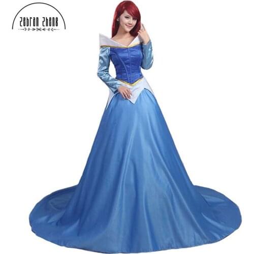 New Arrival Princess Aurora Dress Coaplay Costume For Women Halloween Party Dress Free Shipping