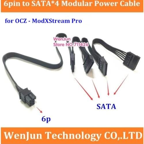 NEW 6Pin Male 1 to 4 SATA Modular Power Supply Adapter Cable For OCZ - ModXStream Pro 600W 80+ Certified Semi-Modular ATX